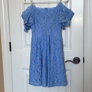 Jr.Small PRINCESS CINDERELLA  Disney Zara Pale Blue Lace Off-Shoulder Dress